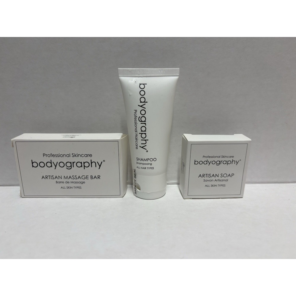 Bodyography  Hair Shampoo  Massage Bar soap Luxury Hotel Travel Size Set of 43